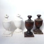 2 pairs of turned wood lamp bases, height 40cm (no fittings)