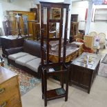 An Edwardian oak mirror-back hallstand, W50cm, H189cm