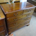 A Georgian crossbanded mahogany chest of 2 short and 3 long drawers, on bracket feet