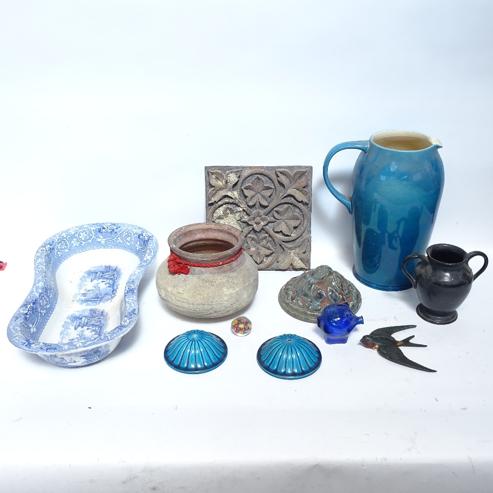 Various pottery and ceramics, including Paul Milet Sevres urn covers, S&B Evans & Sons earthenware