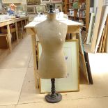 A Vintage Stockman's tailor's dummy on ebonised stand, overall height 116cm