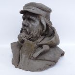 A large painted plaster sailor bust sculpture, unsigned, height 40cm