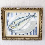 Clive Fredriksson, oil on board, "mackerel", 28cm x 38cm, framed