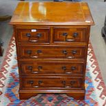 A reproduction yew wood 5-drawer chest of small size, W45cm, H58cm