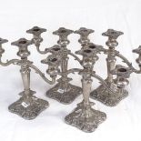 2 pairs of 2-branch embossed candelabras, height 25cm