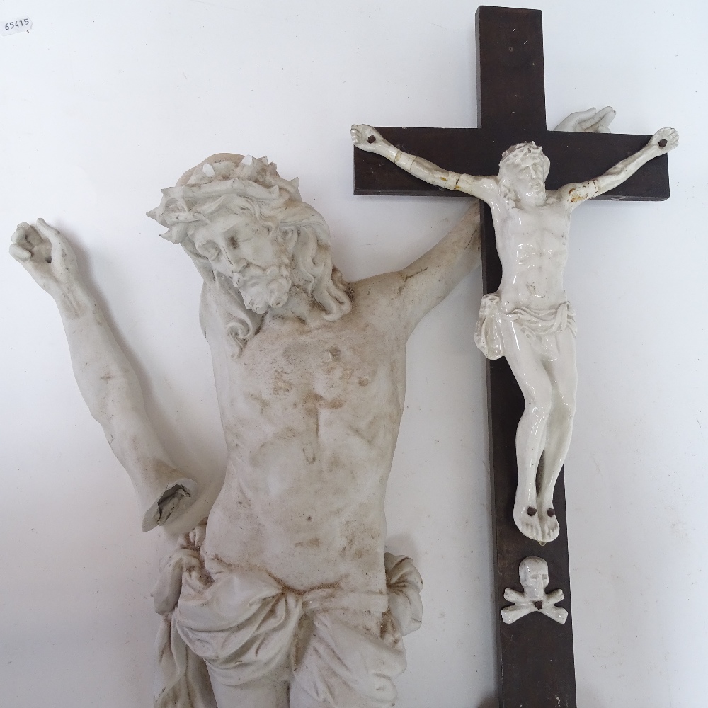 2 ceramic crucifix, largest height 57cm (1 A/F) (2) - Image 3 of 3