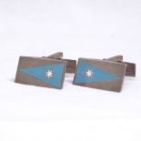 A pair of silver and enamel cufflinks by Poul Hansen for the Maersk Shipping Line, Denmark, in