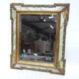 A pair of French abstract watercolours, signed LAS, and a gilt-framed wall mirror (3)