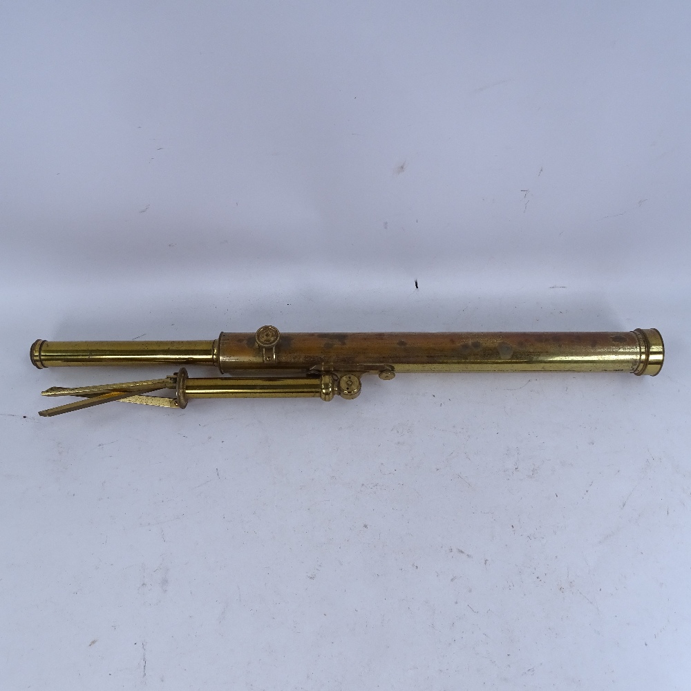 2 early 20th century brass telescopes on stands, both A/F for spares or repairs - Image 2 of 3