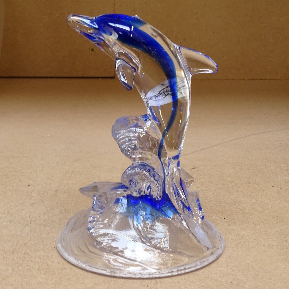 Crystal champagne flutes, decanter, dolphin, French porcelain elephant dish etc - Image 2 of 3