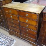 An Antique stained pine 12-drawer chest, on bracket feet, W78cm, D36cm, H81cm