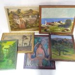Cecil Wright, oil on canvas, landscape study, and collection of other oil pictures (6)