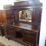 A late 19th century mahogany mirror-back sideboard, with carved panels, 3 frieze drawers and fielded