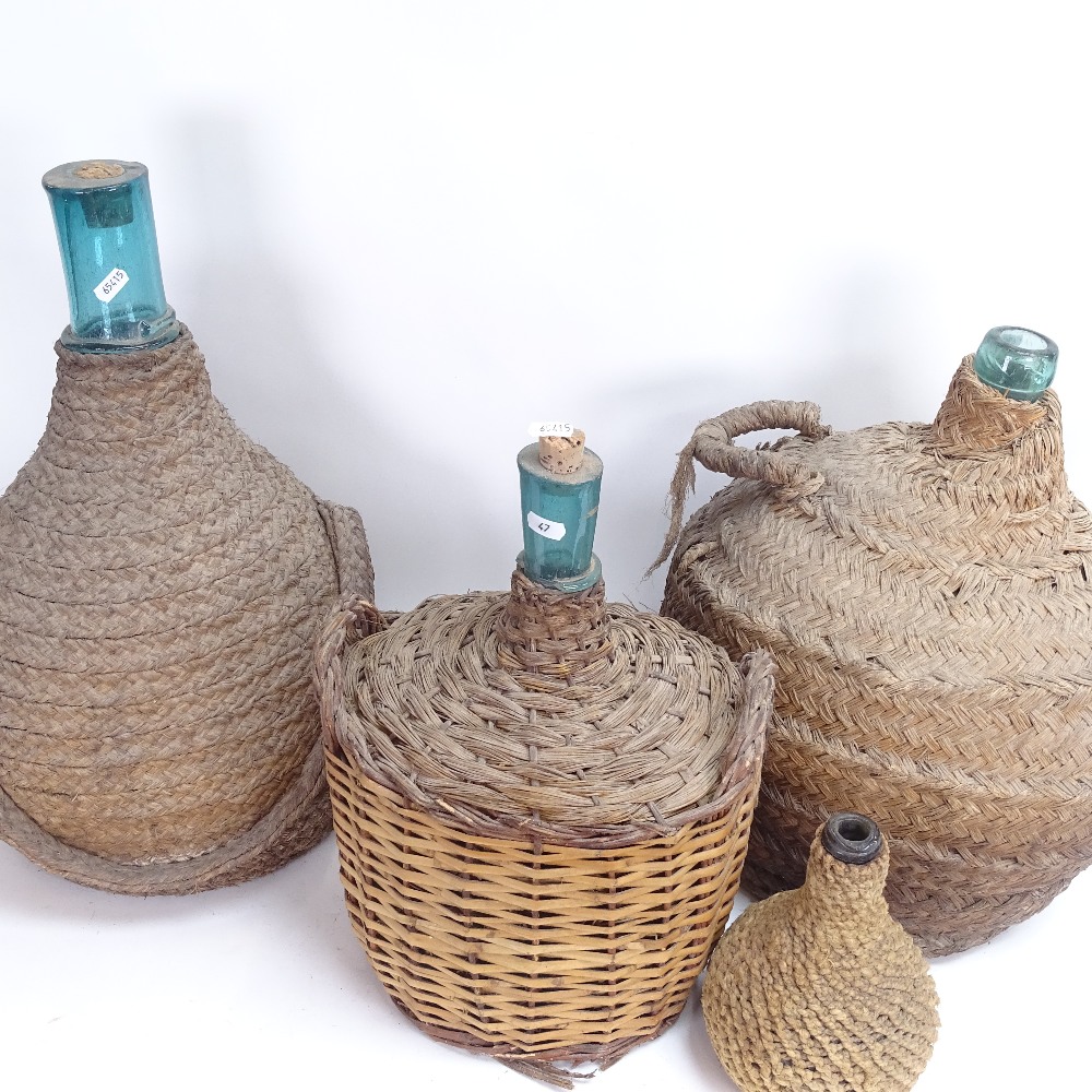 4 wicker-bound glass rum jars, largest height 52cm (4) - Image 3 of 3