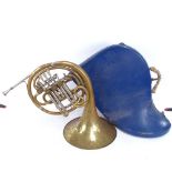 A Vintage Weltklang brass French horn, made for Rudall Carte & Co Ltd, no. 108062, in original