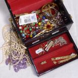 A group of costume jewellery, to include silver ingot pendant, 9ct gold and silver-filled bangle
