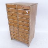 A Vintage pine collector's table-top double-bank chest of drawers, height 55cm
