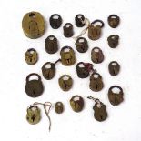 Various 19th century padlocks, some with original keys