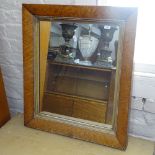 A Victorian maple-framed and giltwood wall mirror, 53cm x 61cm