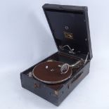 A Vintage HMV portable gramophone, model no. 101, case length 41cm