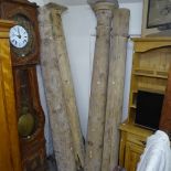 4 similar Victorian half-round pine columns, height approximately 230cm