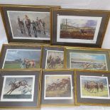 8 various limited edition racing prints, framed