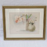 Danching?, watercolour, still life flowers, 11" x 15", framed