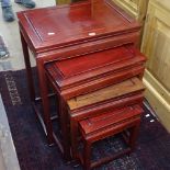 A rectangular quartetto of Chinese occasional tables, largest W51cm, D35cm, H66cm