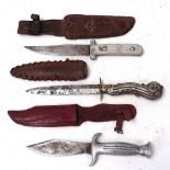 3 various knives and daggers with leather scabbards (3)