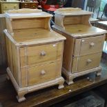 A pair of pine 2-drawer bedside chests on bracket feet, by Younger Furniture, W50cm, D46cm, H80cm