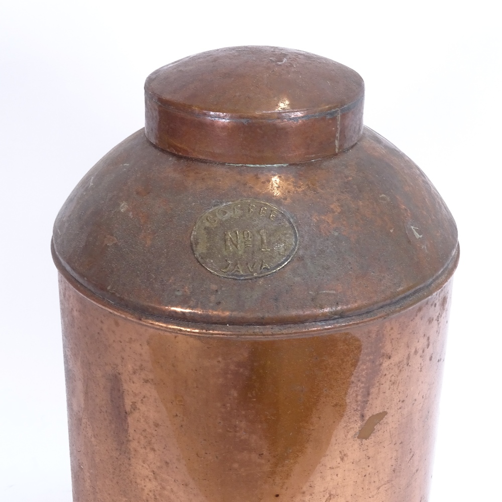 A 19th century No. 1 Java coffee bean canister and cover, height 38cm