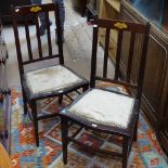 A pair of Arts and Crafts side chairs, with inlaid marquetry decoration
