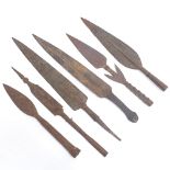 A collection of various Tribal spear tips, largest length 40cm (6)