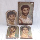 4 Greek oil on wood panels, portrait studies, late 19th/early 20th century