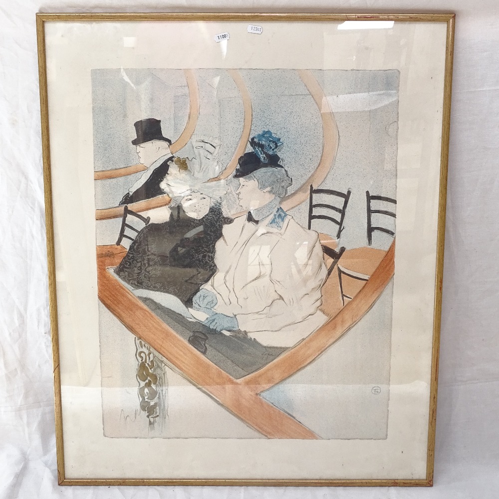 After Toulouse Lautrec, lithograph, seated figures, 68cm x 52cm, framed