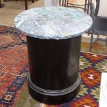 A circular marble-top and painted pine pedestal, W60cm, H69cm