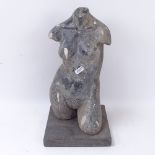 A mid century slate nude sculpture, height 35cm