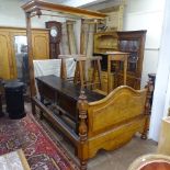 A Victorian panelled mahogany half tester bed (4')