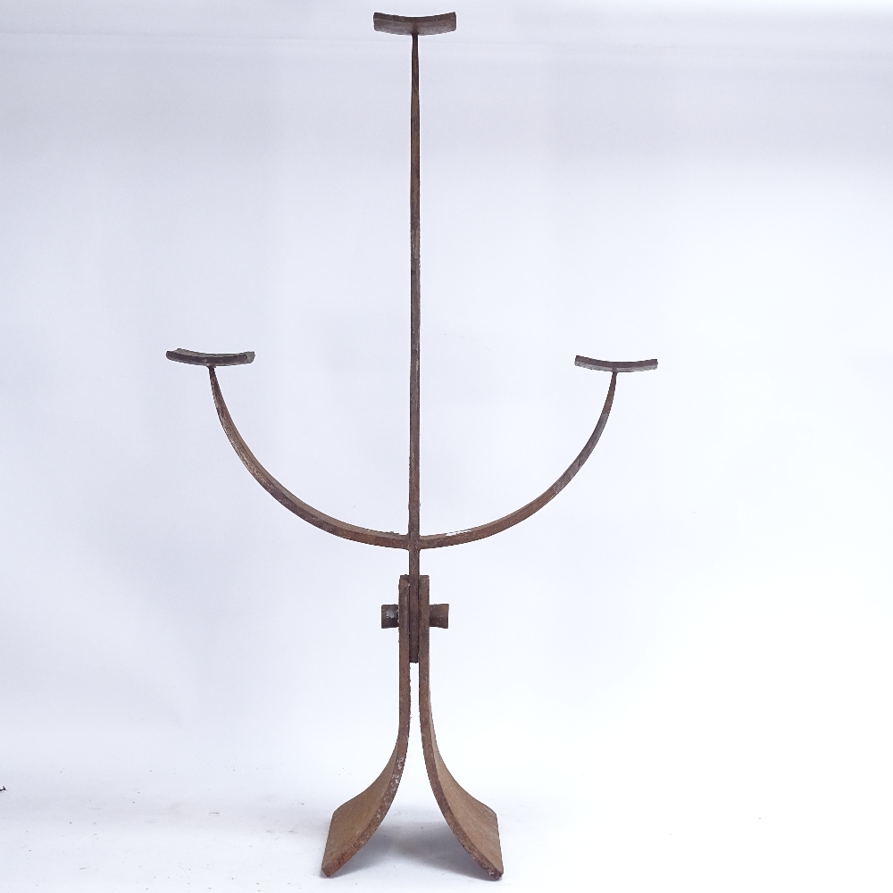 A large cast-iron candle holder, height 84cm - Image 2 of 3