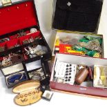 3 boxes of mixed costume jewellery, wristwatches etc