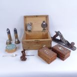 Various collectables, including German cannon shells, a Georgian silver spoon, Record no. 5
