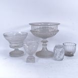 Various 19th century cut-glass, including large pedestal table centre fruit bowl, lidded jar etc,