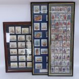 3 framed sets of Vintage Player's cigarette cards, all Naval subjects