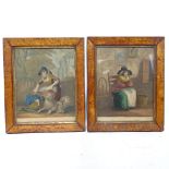 A pair of 19th century Banbury hand coloured engravings, the Market Girl and the Little Cottager,