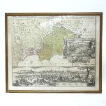 Johann Baptist Homann - an 18th century double page hand coloured engraved map of Nuremberg, with