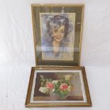 Arthur Mitchell, oil on panel, still life vase of flowers, 37cm x 47cm, framed, charcoal and