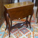 An Edwardian mahogany dropleaf table, with shaped top, on cabriole legs, W60cm, H64cm