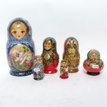 A collection of Vintage painted Russian dolls, largest height 22cm (6)