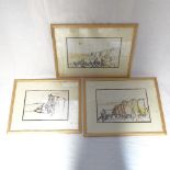 Pen, ink and watercolour wash, pair of coastal scenes, 23cm x 33cm, framed