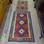 2 Maimana Kilim rugs, 130cm x 77cm, and 89cm x 58cm